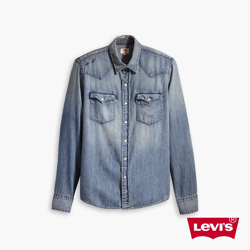 Levis 男款 牛仔襯衫 美式休閒版型 精工繡線 作舊水洗加工