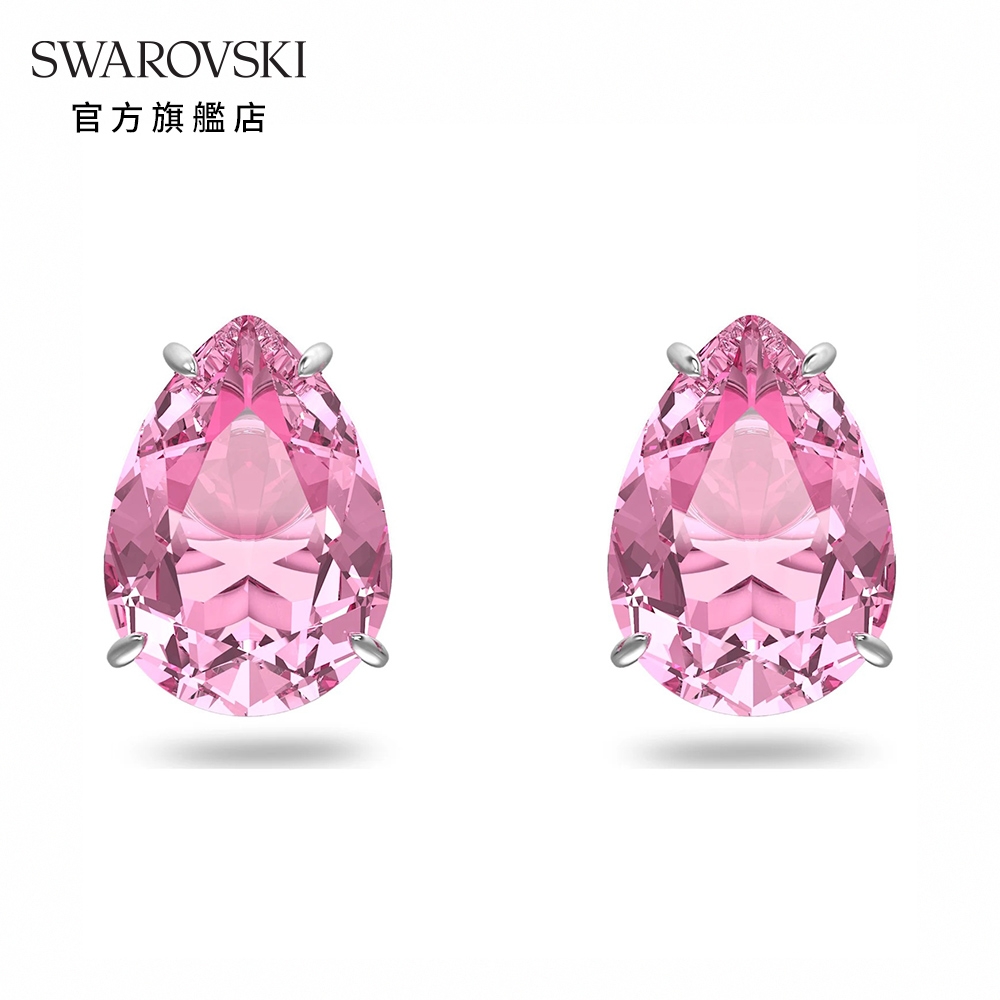 SWAROVSKI 施華洛世奇 Gema 耳釘粉紅色, 鍍白金色