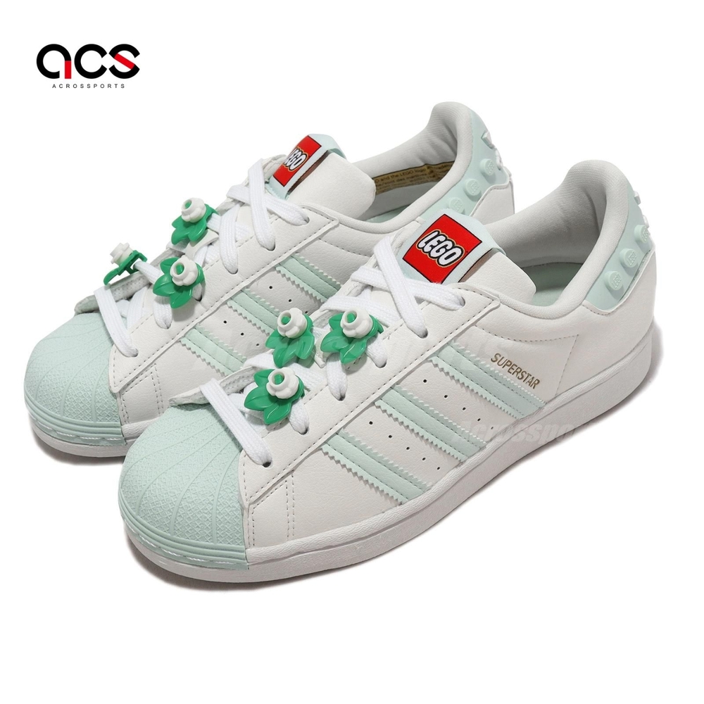 Adidas 休閒鞋 Superstar W 女鞋 白 淡藍 樂高 LEGO 經典 金標 聯名 貝殼頭 愛迪達 GX7206