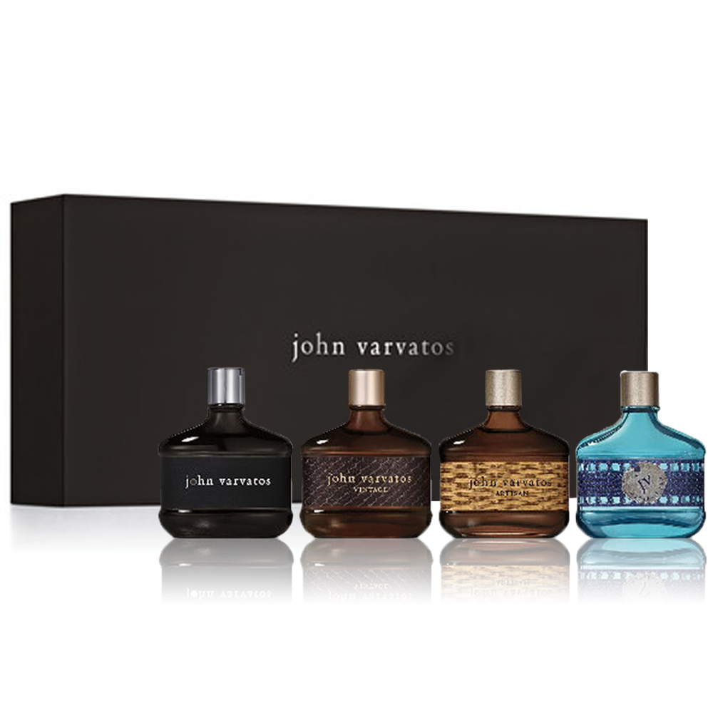 John Varvatos 工匠系列小香禮盒-淡香水15ml*4同名+復古+藤編+blu