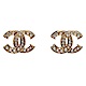 CHANEL 經典珍珠鑲嵌雙C LOGO框邊造型穿式耳環(金) product thumbnail 1
