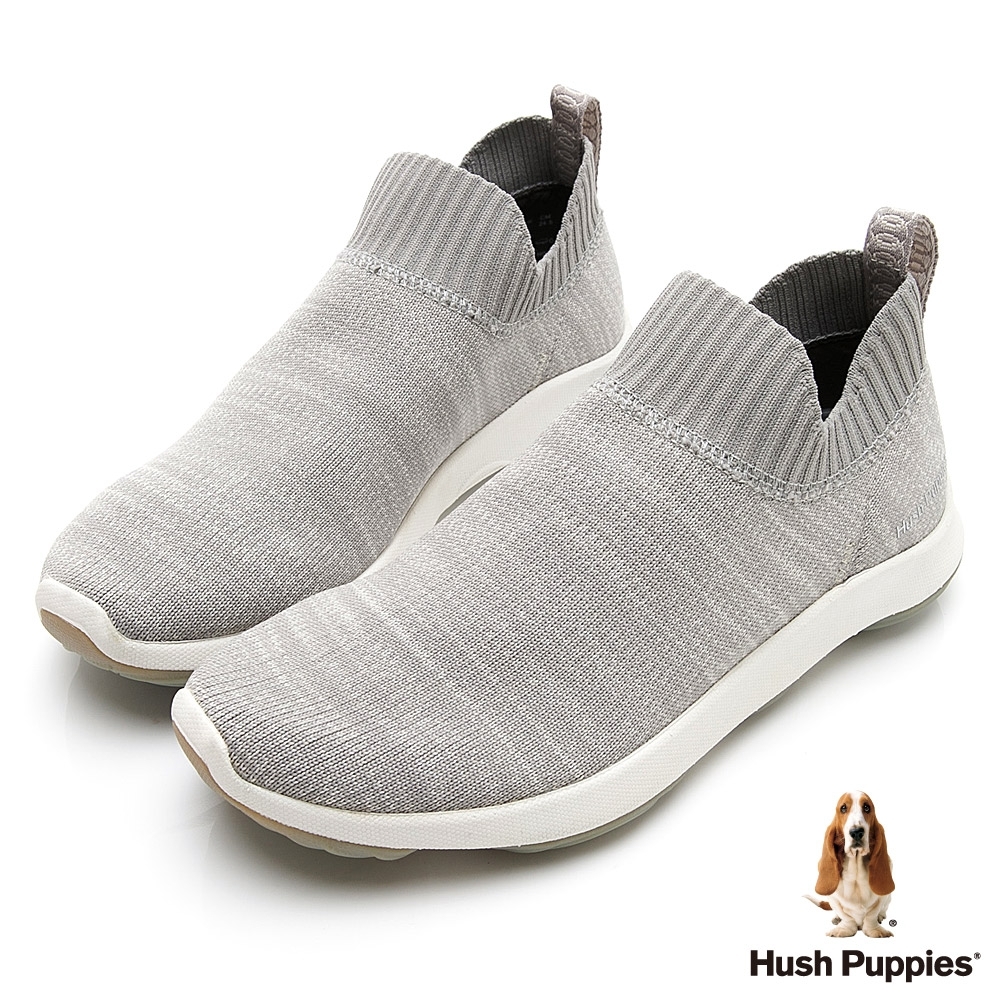 Hush Puppies Bounce Max 高效彈力休閒針織女便鞋-淺灰