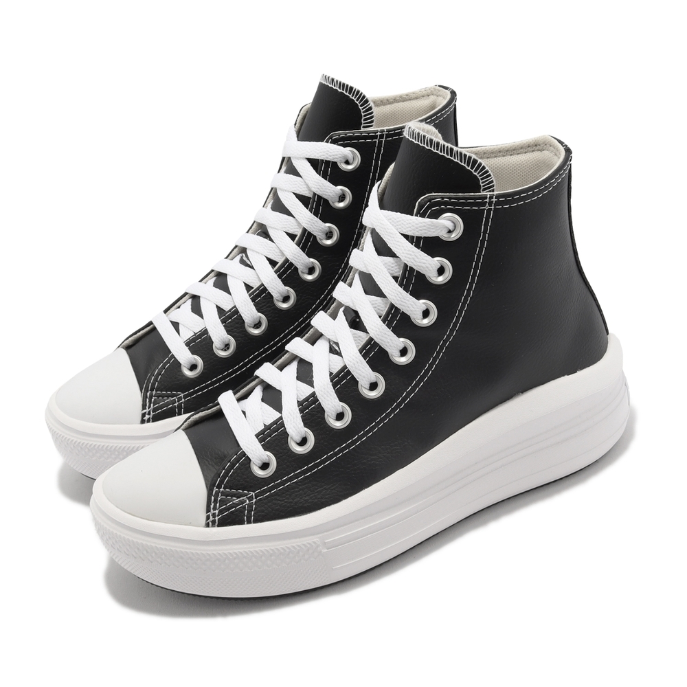 Converse 帆布鞋 Chuck Taylor All Star Move 黑 白 男鞋 女鞋 皮革 厚底 休閒鞋 A04294C