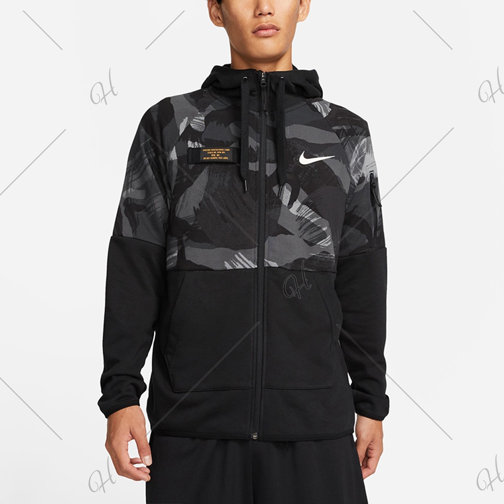 NIKE 外套  連帽外套 運動 男款 黑 DQ4791010 AS M NK DF FLC HD FZ CAMO