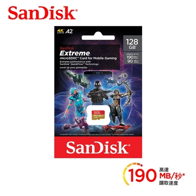 [新上市！讀寫全面升級]SanDisk Extreme microSDXC UHS-I (V30)(A2) 128GB 行動裝置電玩記憶卡 (公司貨)