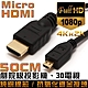 K-Line Micro HDMI to HDMI 1.4版 影音傳輸線 50CM product thumbnail 1