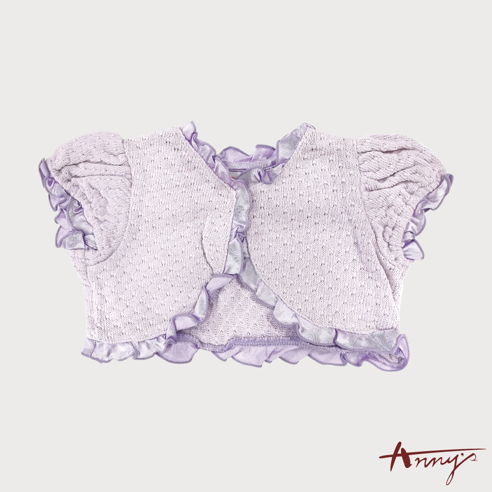 Annys安妮公主-緞面立體荷葉壓邊春夏款純棉小外套*1179紫色