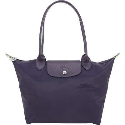 LONGCHAMP Le Pliage Green 奔馬刺繡長提把水餃包(M/藍莓紫)