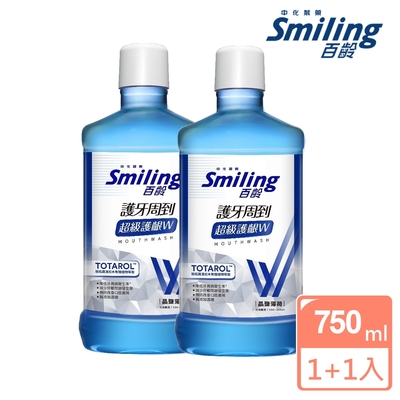 百齡Smiling 護牙周到漱口水超級護齦W-晶鹽薄荷750mlx2入