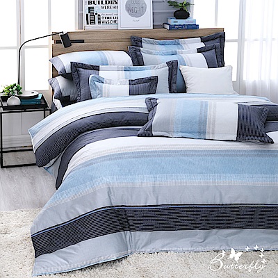 BUTTERFLY-台製40支紗純棉加高30cm單人床包+薄式信封枕套-簡約線條