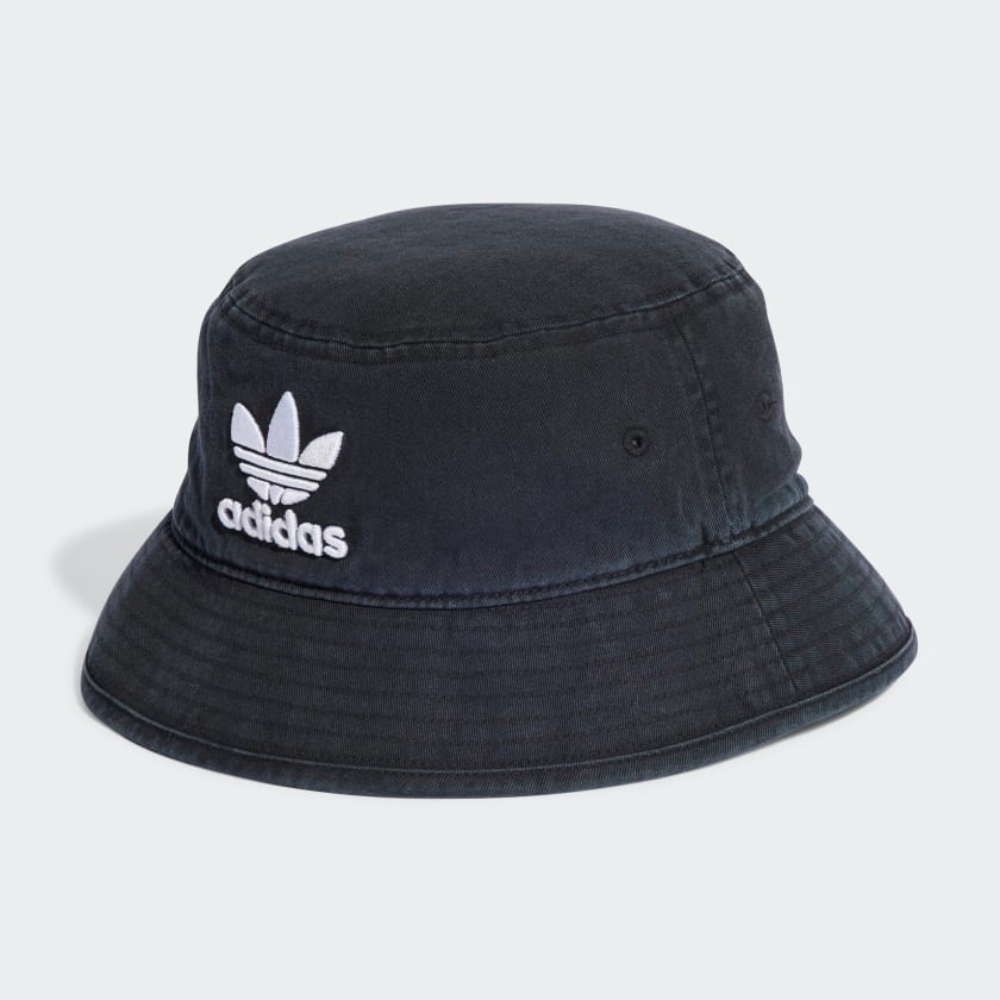 adidas 愛迪達帽子漁夫帽運動帽遮陽帽三葉草黑IC0009 BUCKET HAT AC 