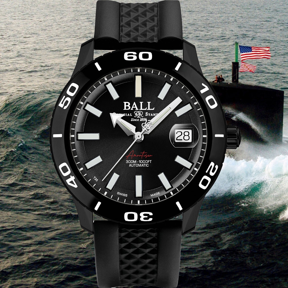 BALL 波爾 Fireman NECC II 300米潛水機械腕錶 送禮推薦-42mm DM3090A-P10J-BK