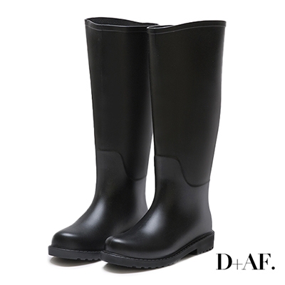 D+AF 簡單潮流．基本款素面長筒雨靴＊黑