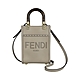 FENDI Sunshine英文烙印LOGO質感牛皮開放式手提/斜背兩用包(迷你/淺褐) product thumbnail 1