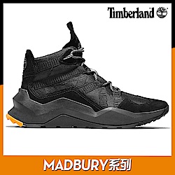 Timberland 男款MADBURY黑色絨面革織物拼接中筒運動鞋