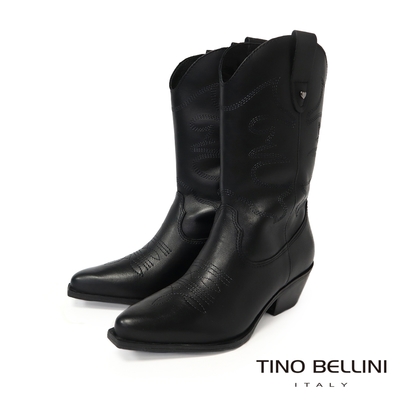 Tino Bellini 巴西進口尖頭牛仔靴FWTT001-1(黑色)