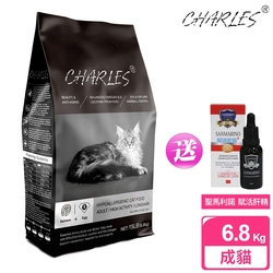 CHARLES 查爾斯 特惠組 低敏貓糧 活力能量貓 6.8kg 送 聖馬利諾 貓用賦活肝精 30ml