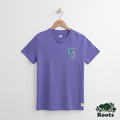 Roots女裝-1973LOGO短袖T恤-藍