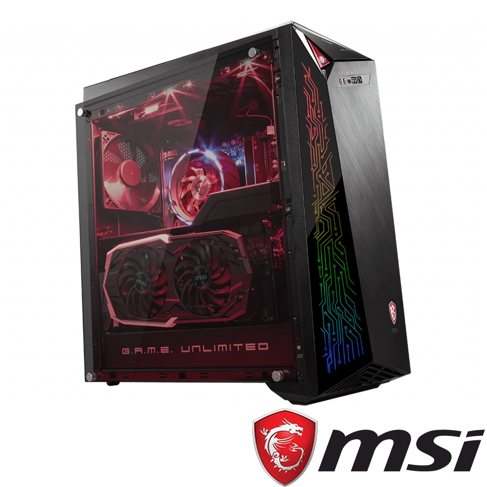 MSI微星 Infinite A-856 九代i7八核雙碟獨顯電競桌上型電腦(i7-9700F/RTX 2060S/16G/2T/512G/Win10h)RTX20 系列