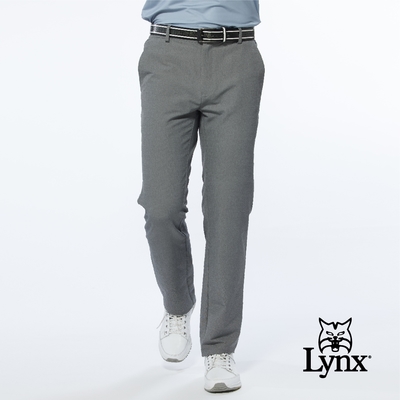 【Lynx Golf】男款素面特殊織帶造型口袋袋蓋設計平口微窄管休閒長褲-灰色