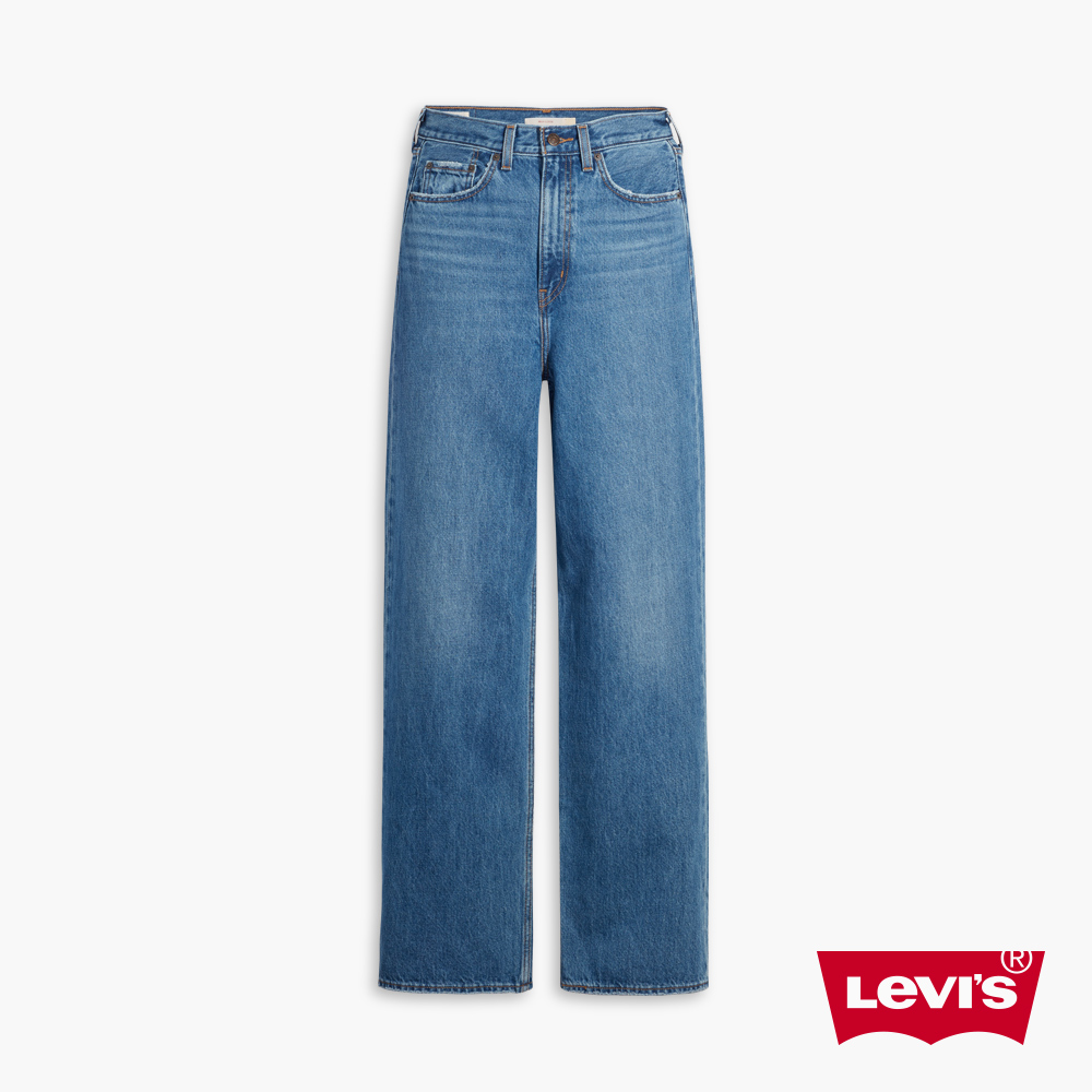 Levis 女款 High Loose復古超高腰牛仔寬褲 / 精工中藍染水洗 / 寒麻纖維