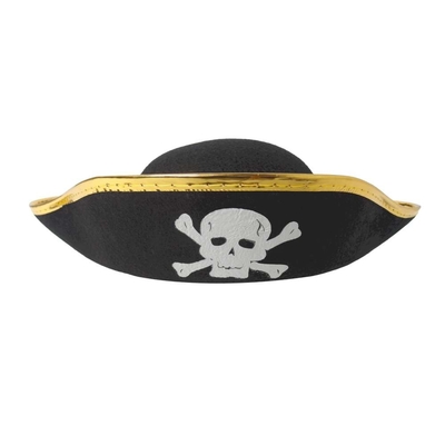 摩達客★萬聖派對變裝扮★硬式黑金造型海盜帽(大)★Cosplay