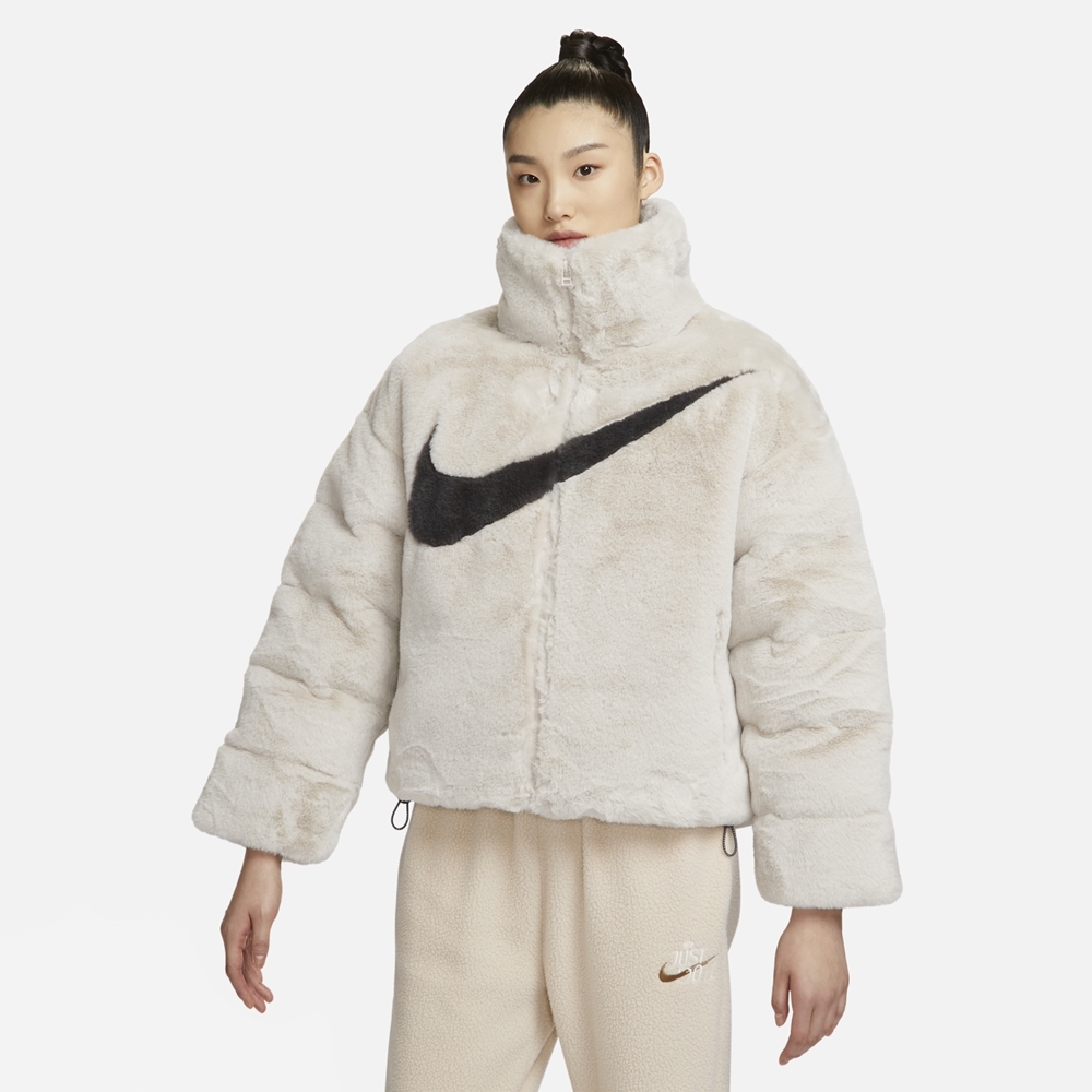 NIKE AS W NSW TF ECDWN GS COZY FUR 女休閒外套-米灰-FN0461104