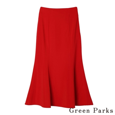 Green Parks 優雅素面褶線魚尾裙