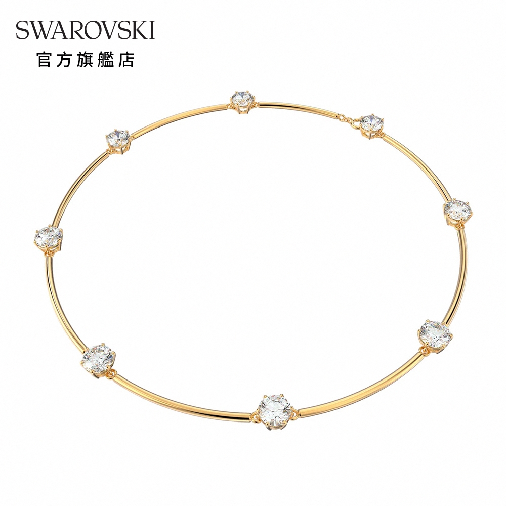 SWAROVSKI 施華洛世奇 CONSTELLA 淡金色白水晶閃耀跳動項鏈