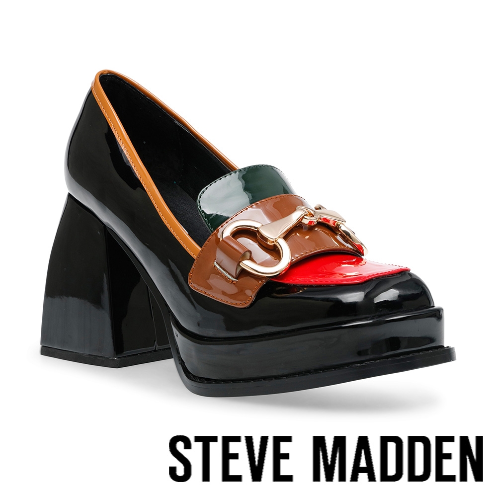 STEVE MADDEN-MADHATTER 馬銜扣防水台粗跟厚底鞋-棕色