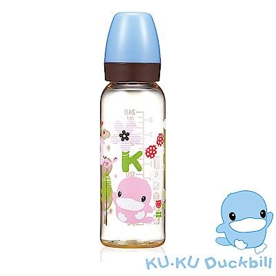 KU.KU酷咕鴨-歐風經典PES標準奶瓶240ml(藍/紅)