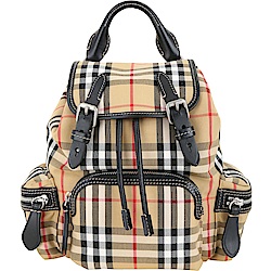 (無卡分期12期) BURBERRY The Rucksack 小型格紋拼接