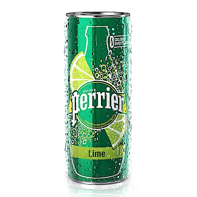 法國沛綠雅Perrier 氣泡天然礦泉水-萊姆風味 鋁罐 (250ml x10入)