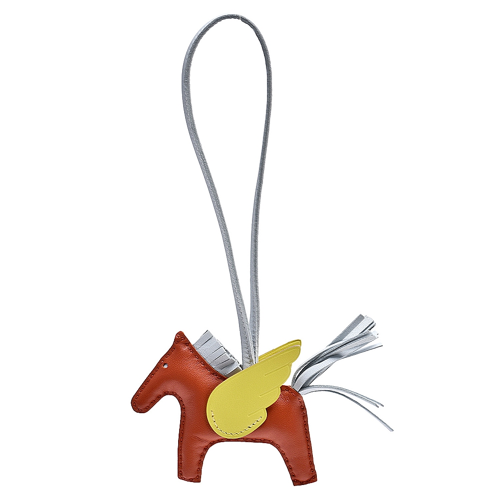HERMES RODEO飛馬造型小羊皮鑰匙圈/吊飾(迷你-磚紅/嫩藍)