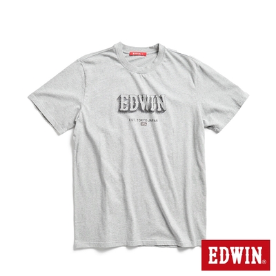 EDWIN 逆光LOGO短袖T恤-男-麻灰色
