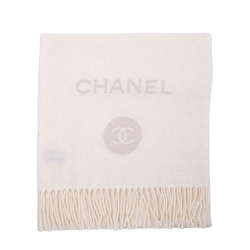 CHANEL C LOGO流蘇造型圍巾(米白)