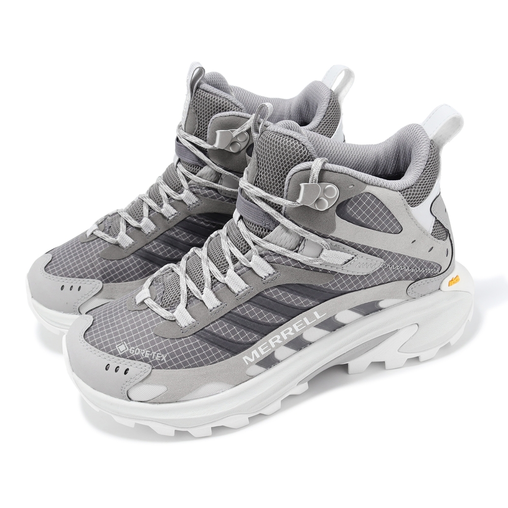 Merrell 戶外鞋 Moab Speed 2 Mid GTX 女鞋 灰 白 防水 緩衝 抓地 郊山 登山鞋 ML037828