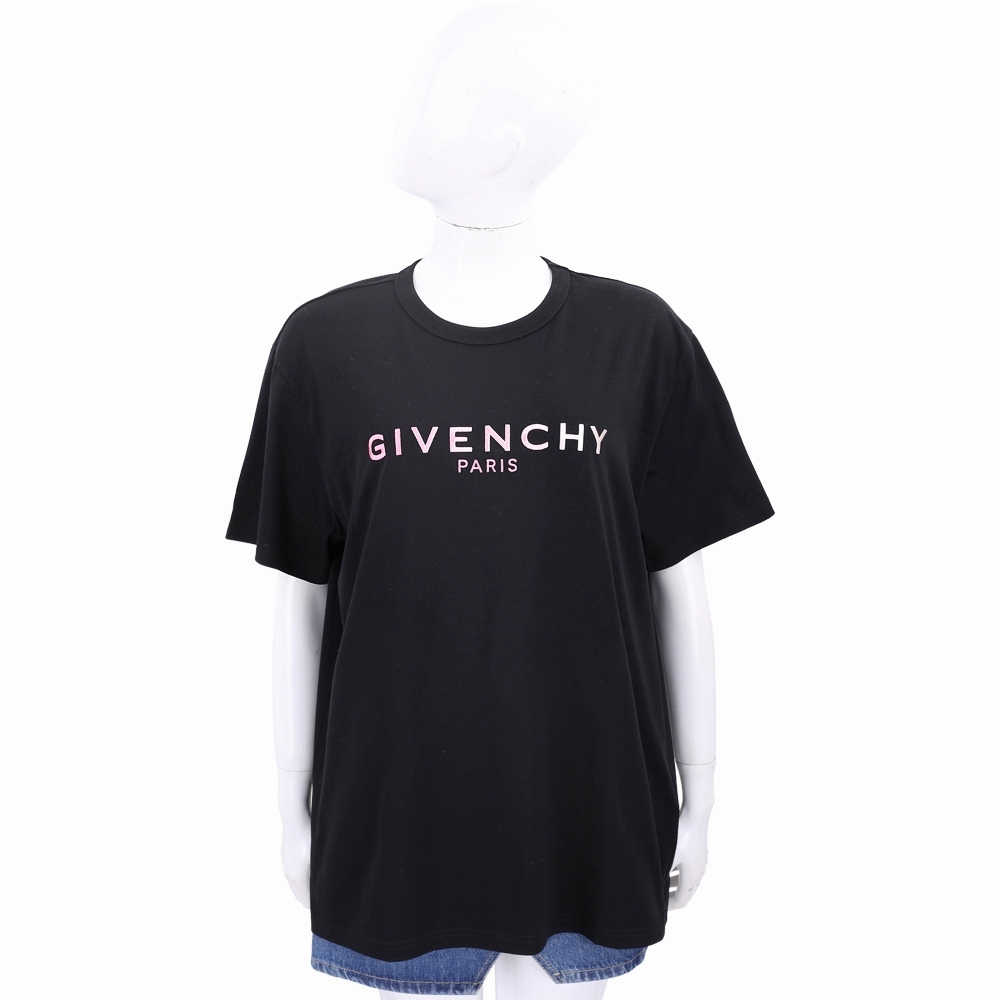 GIVENCHY 漸層刺繡字母寬鬆版黑色短袖TEE T恤