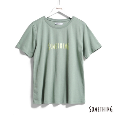 SOMETHING 基本LOGO短袖T恤-女-灰綠色