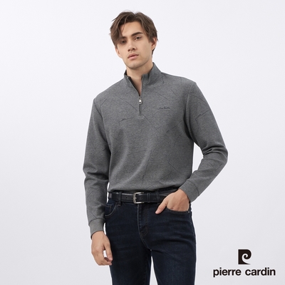Pierre Cardin皮爾卡登 男款 半高領印花長袖上衣-灰色(5235291-96)