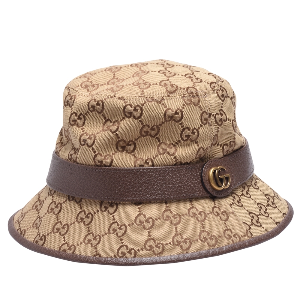GUCCI 經典GG LOGO帆布皮革飾邊漁夫帽| GUCCI | Yahoo奇摩購物中心