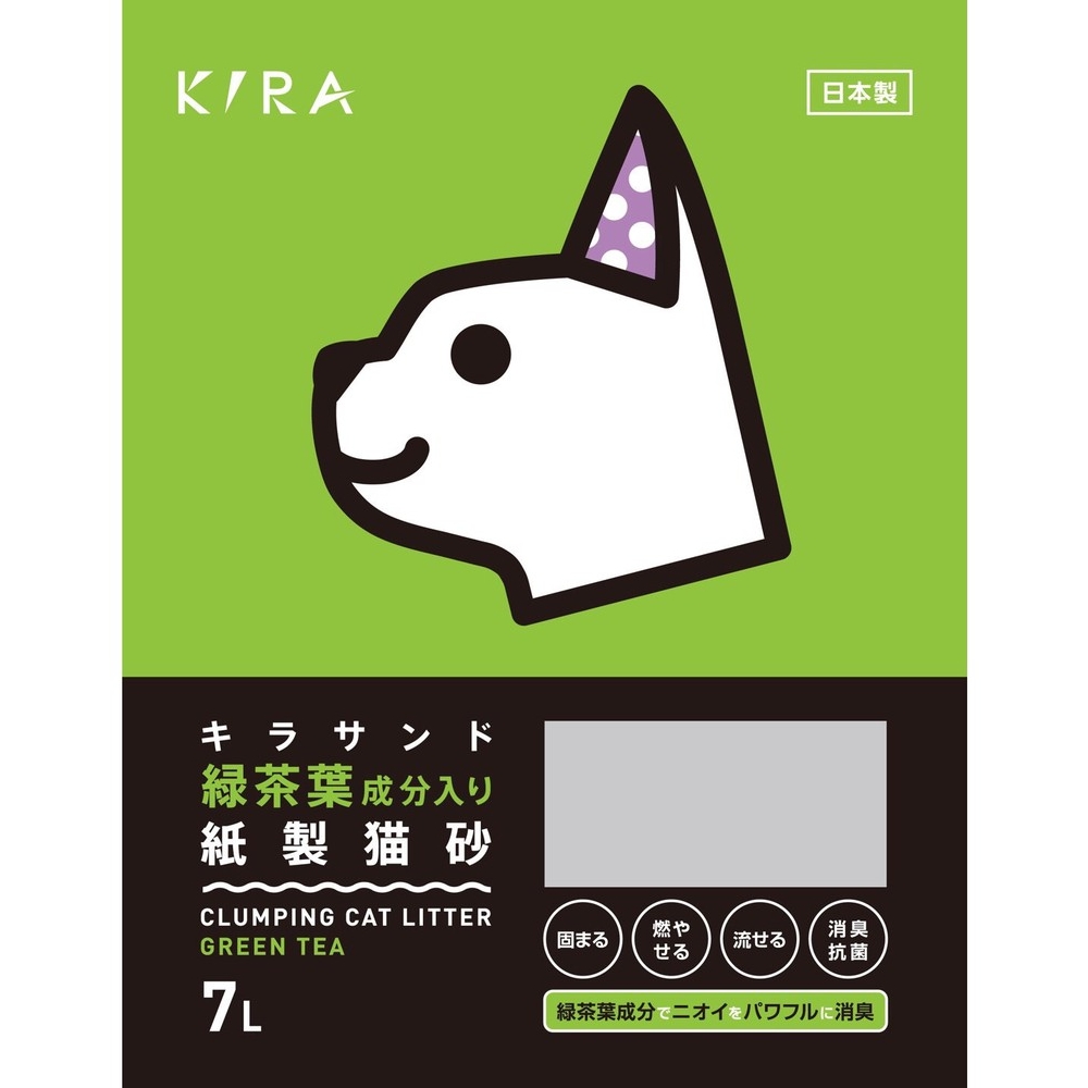 日本KIRA大和 綠茶 紙貓砂 7L