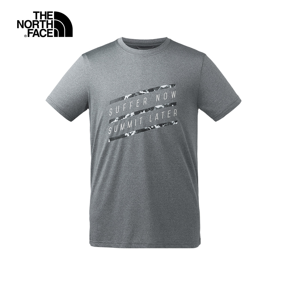 The North Face北面男款灰色吸濕排汗戶外運動短T恤