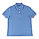PRADA經典橡膠LOGO黑白設計純棉短袖POLO衫(天空藍) product thumbnail 1