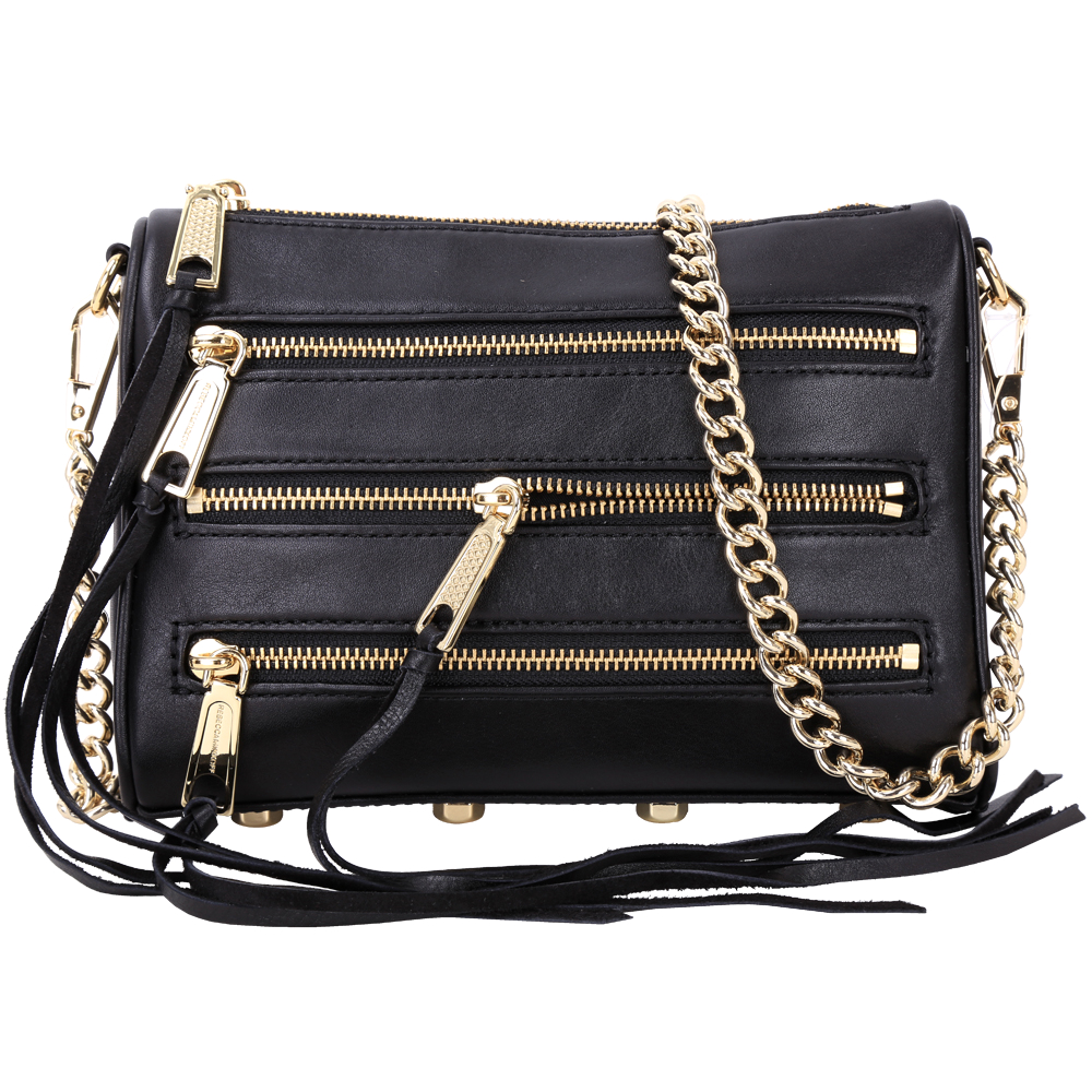 Rebecca Minkoff MINI 5 ZIP 牛皮兩用鍊帶包(金鍊/黑色)