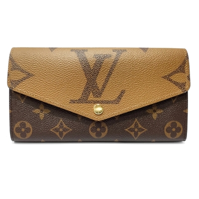 【Louis Vuitton 路易威登】M80726 經典Sarah系列 Reverse Giant帆布雙色信封式掀蓋長夾/錢包(雙色)