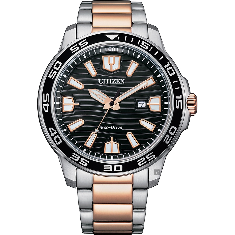 CITIZEN 星辰 光動能限量紳士手錶-玫瑰金x銀 AW1524-84E