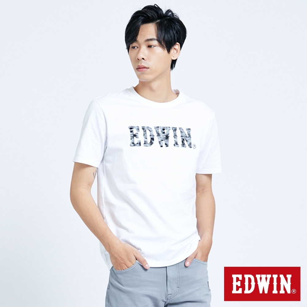 EDWIN EFS花紗植絨LOGO 短袖T恤-男-白色