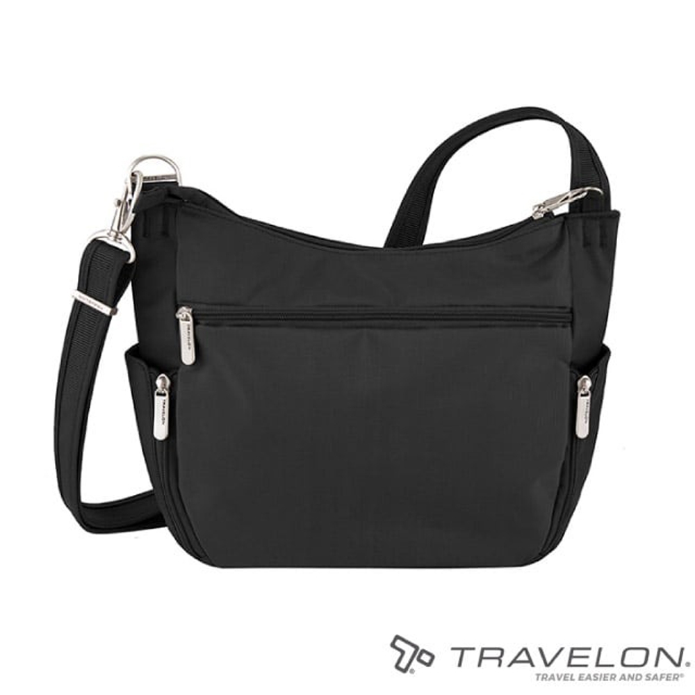 【Travelon】經典防盜側背包(35X25X18cm)/單肩包_TL-42757 黑