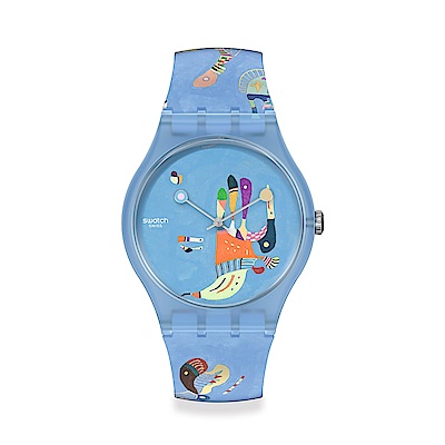 Swatch 龐畢度藝術中心聯名 藍天 康丁斯基 New Gent 原創系列 手錶41mm
